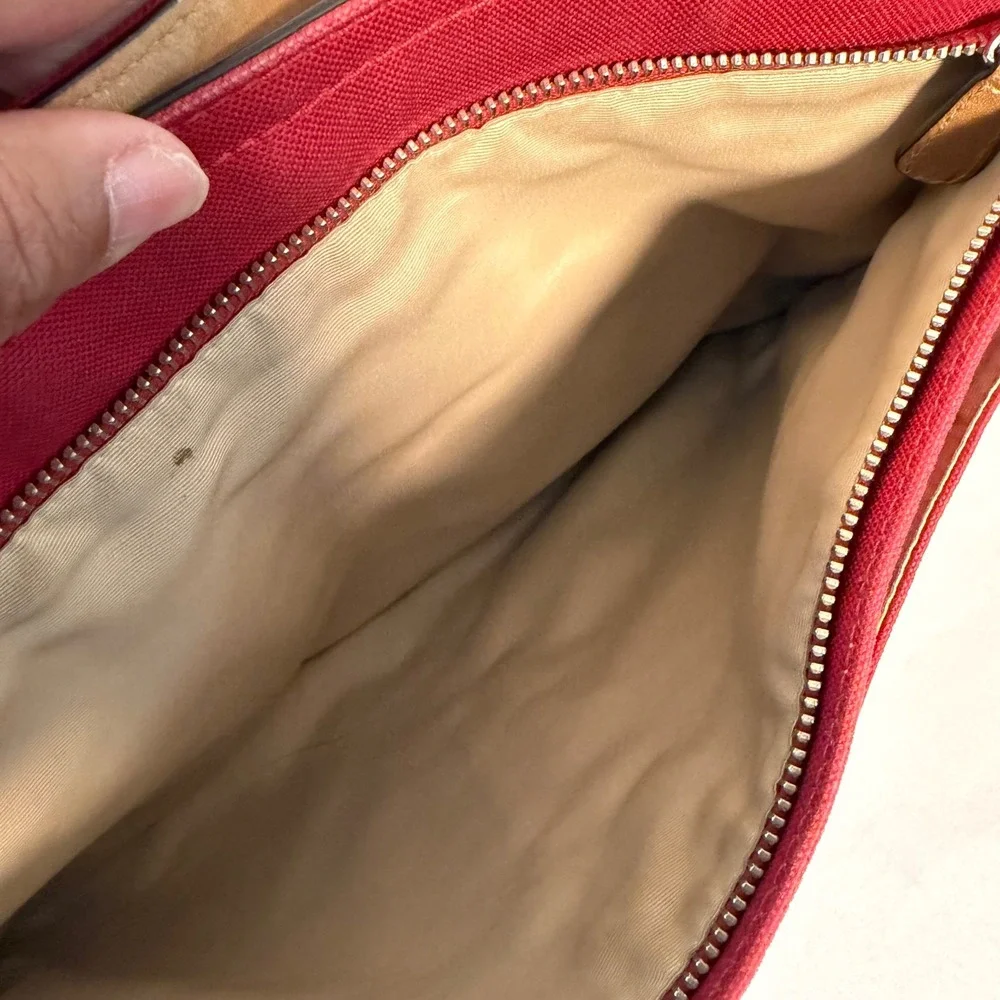 Coach Messenger Bag Large Red Heritage Stripe Canvas Crossbody F70201
